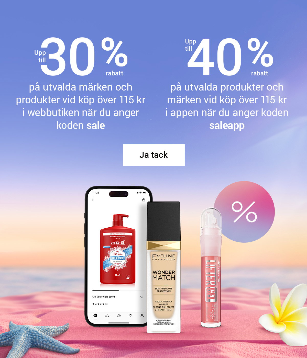 Upp till 40 % rabatt i appen