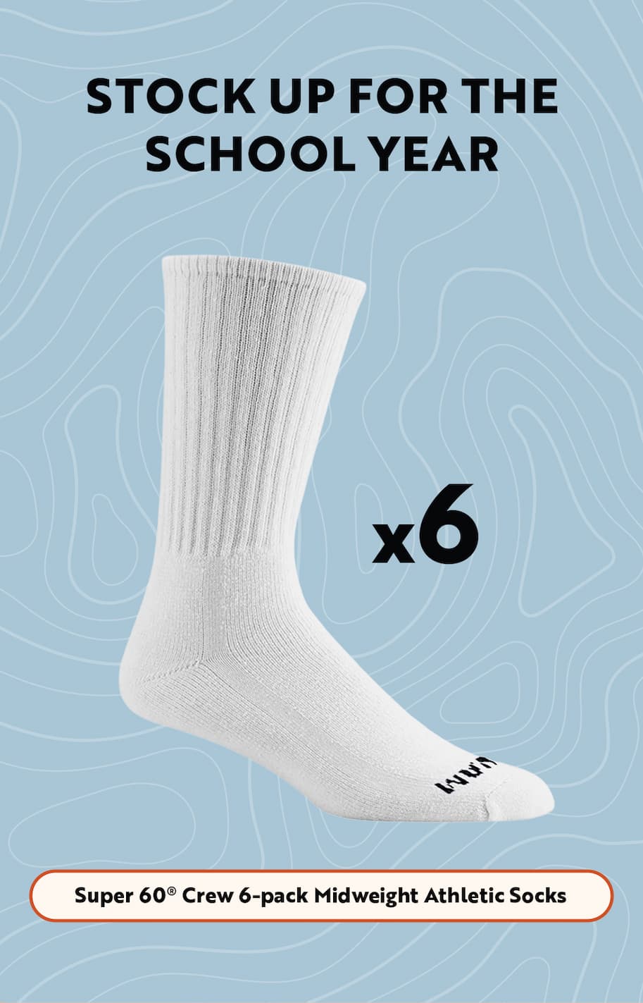 Super 60® Crew 6-pack Midweight Athletic Socks