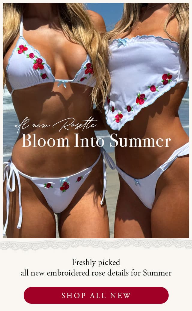 White rose bikinis with embroidered details. Shop all new. 