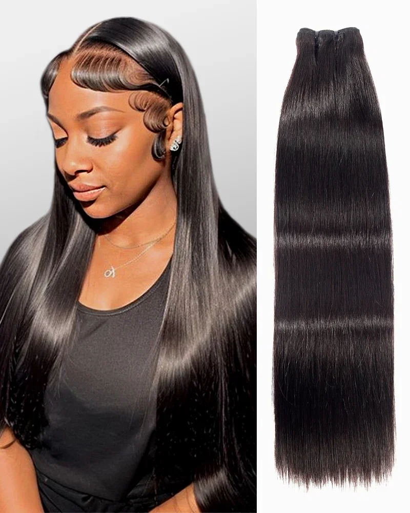 {15A 1Pc} Straight Double Drawn Full End Unprocessed Hair 15A 1 Piece Human Hair Bundle
