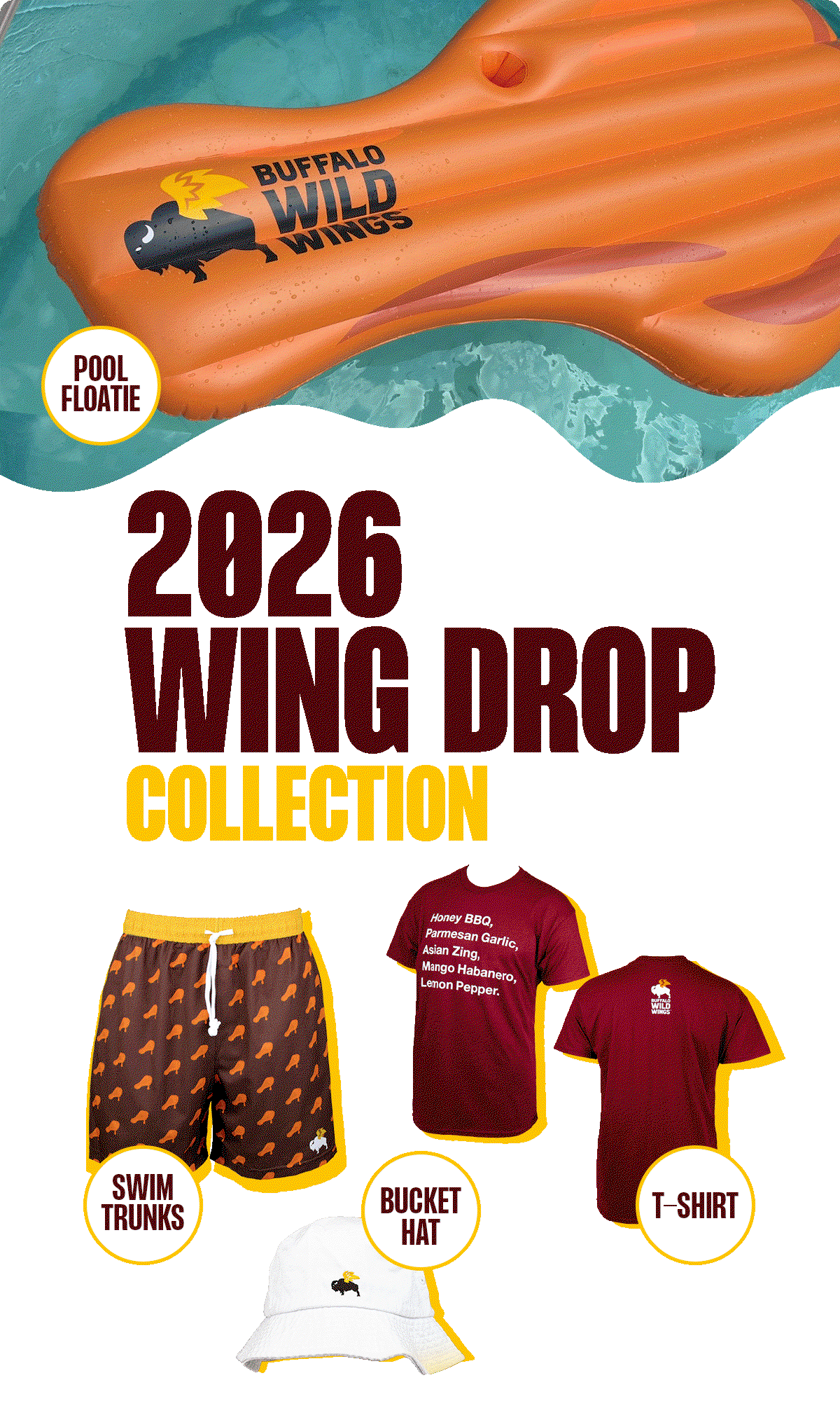 Shop the summer merch collection from Buffalo Wild Wings.
