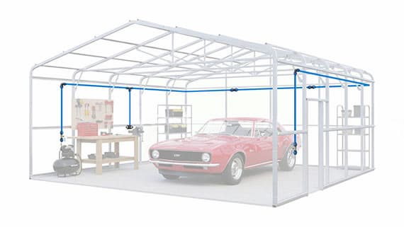Home garage with compressed air