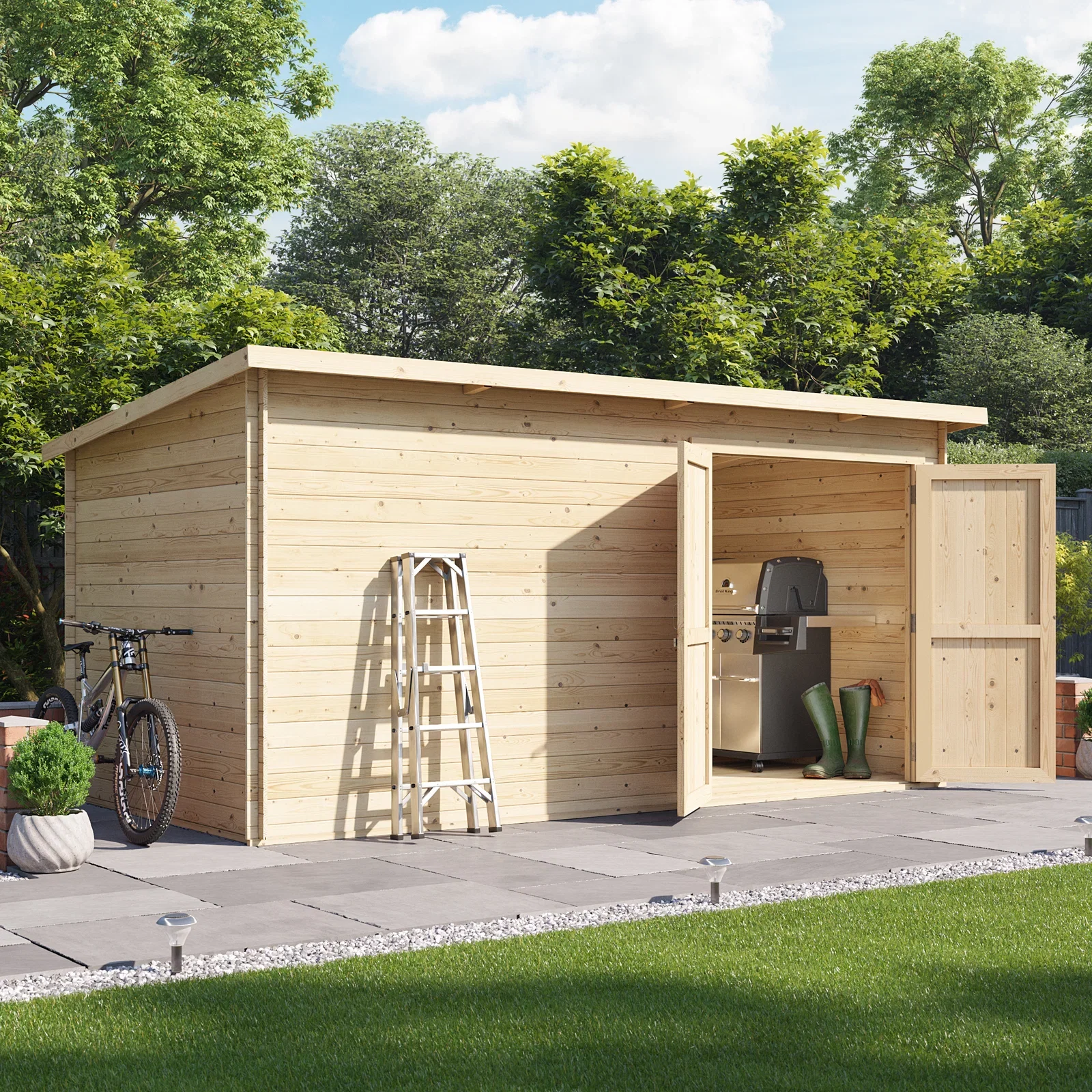Image of BillyOh Pent Log Cabin Windowless Heavy Duty Shed