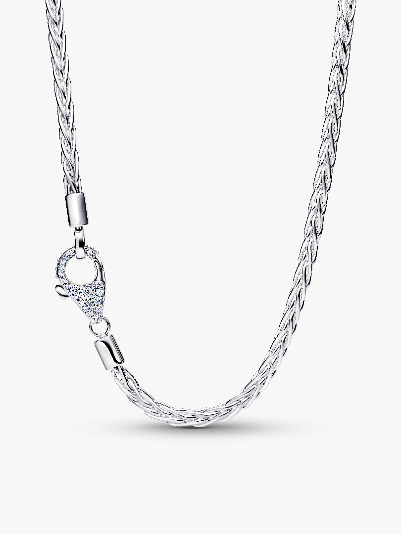 Pavé Clasp Foxtail Chain Charm Necklace