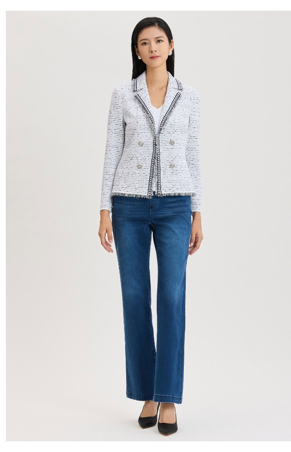 Heritage Eyelash Trim Lapel Collar Knit Jacket