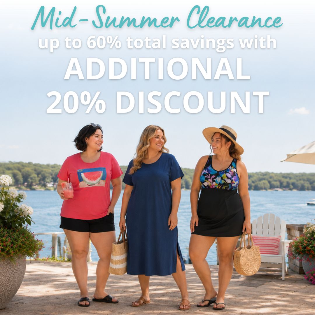JunoActive Plus Size Women's Clothing Mid Summer Clearance - Up to 60% total savings with additional 20% off sale and clearance items.