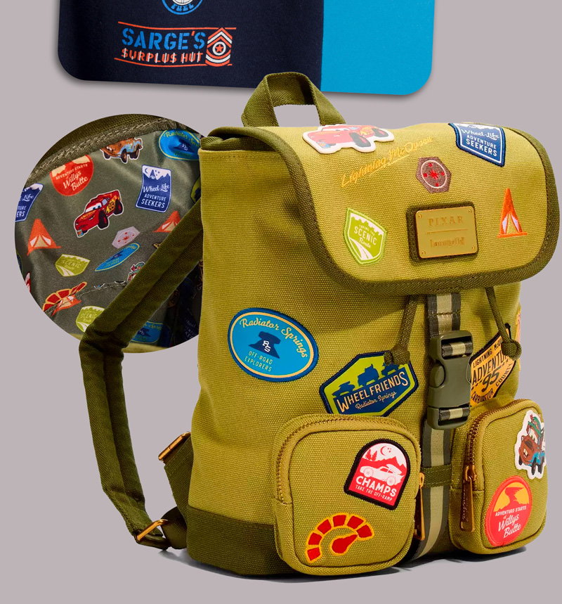 Loungefly Disney Pixar Cars Green Canvas Patch Mini Backpack