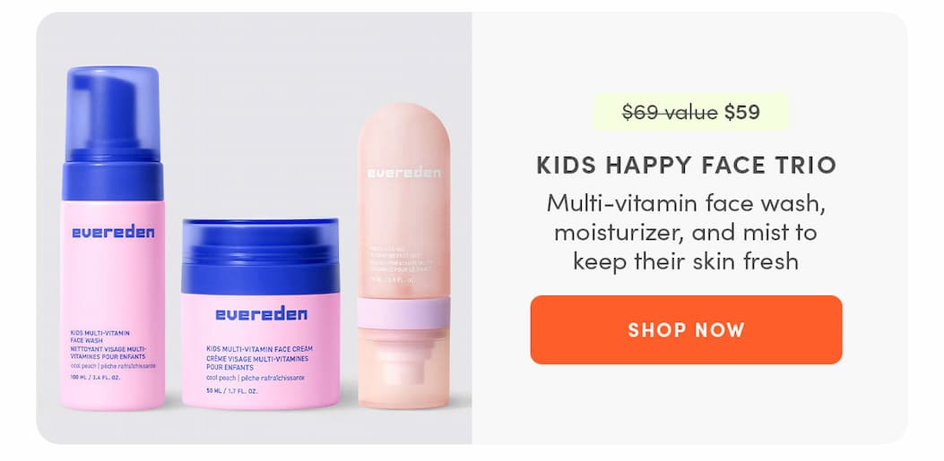 Kids Happy Face Trio. Multi-vitamin face wash, moisturizer and mist trio. 