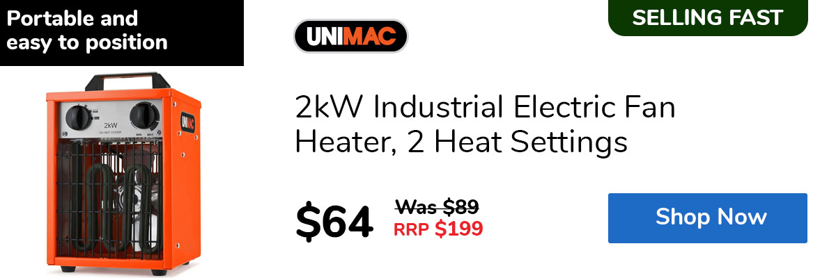 2kW Industrial Electric Fan Heater, 2 Heat Settings