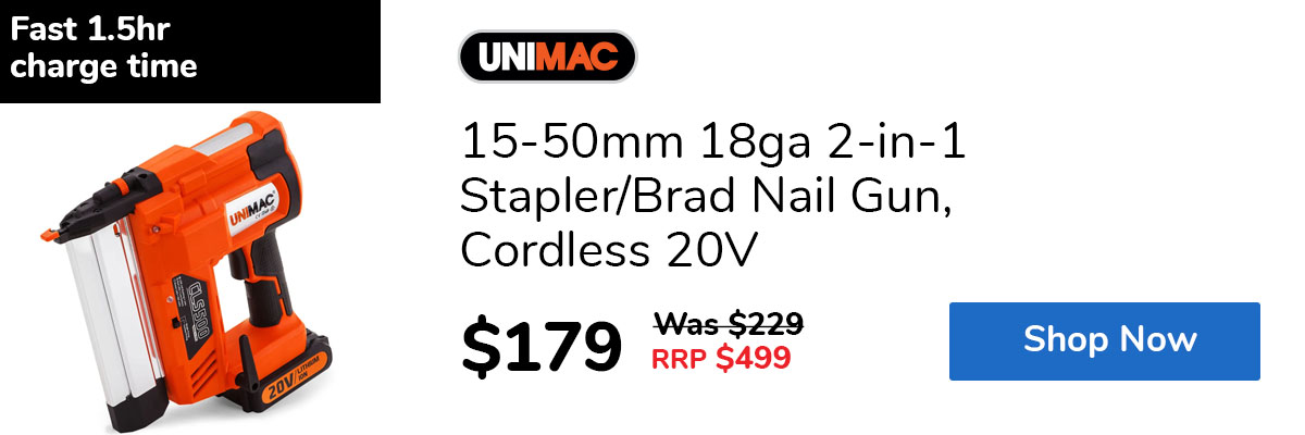 15-50mm 18ga 2-in-1 Stapler/Brad Nail Gun, Cordless 20V