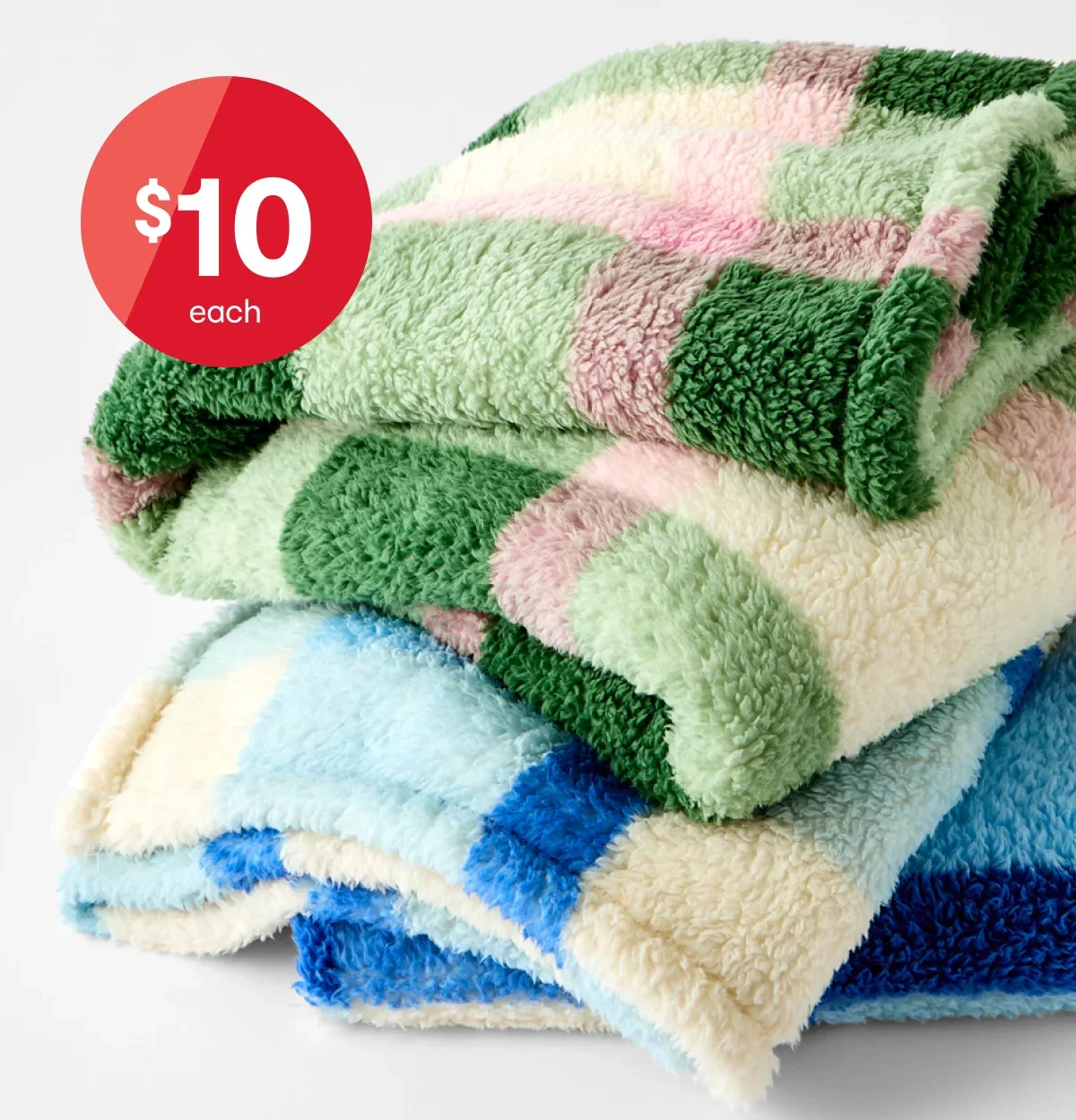 Check teddy fleece throw $10ea.