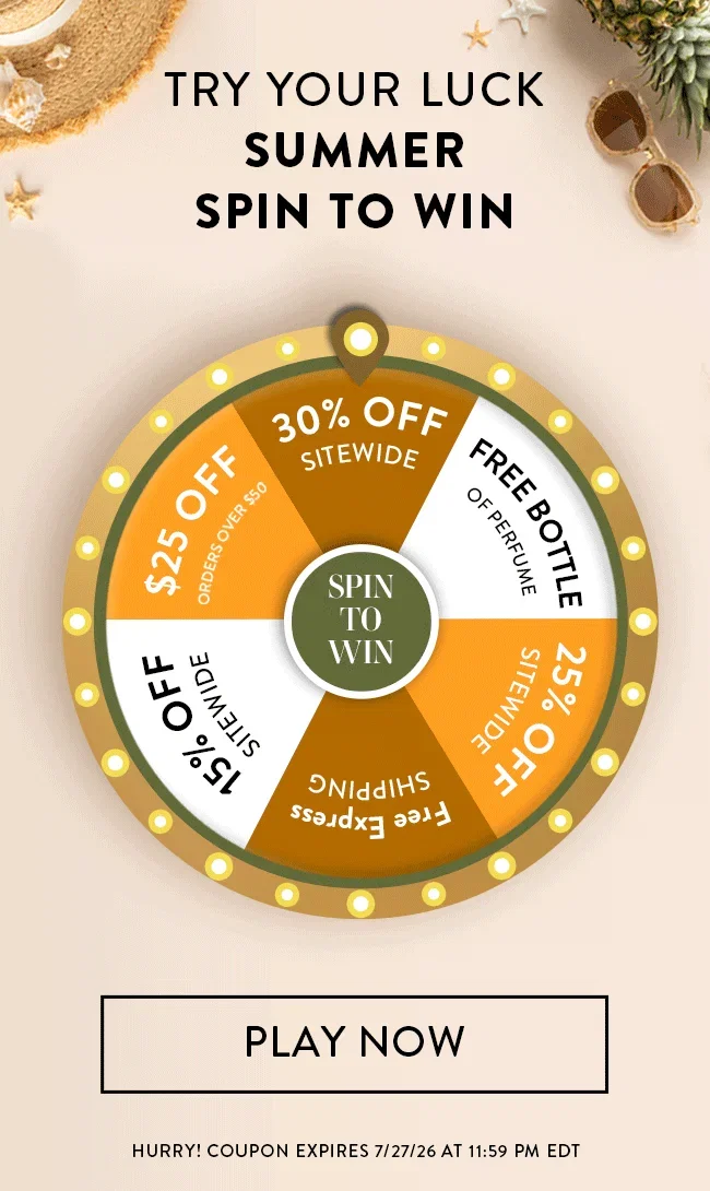 Try Your Luck Summer Spin To Win. Play Now. Hurry! Coupon Expires 7/27/26 At 11:59 PM EDT