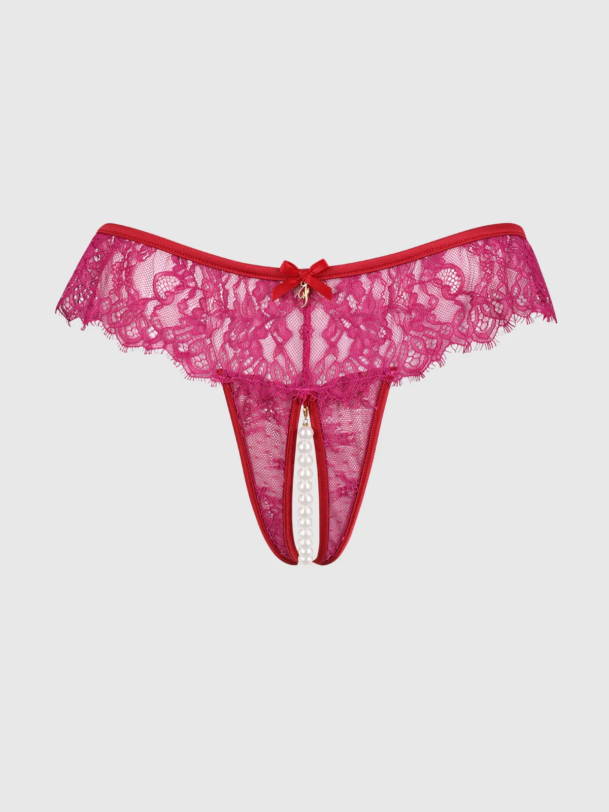 Image of Rosalind Lace & Pearl Crotchless Thong