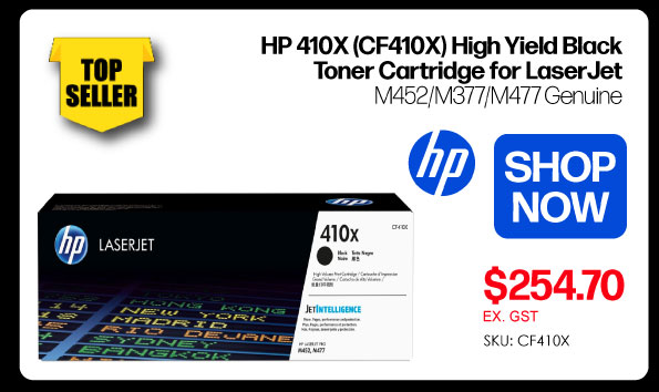Shop Now HP 410X CF410X High Yield Black Toner for LaserJet M4542/M377/M477 Genuine - $254.70 Ex GST