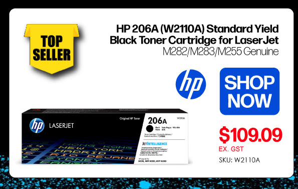 Shop Now HP 206A W2110A Standard Yield Black Toner for LaserJet M282/M283/M255 Genuine - $109.09 Ex GST