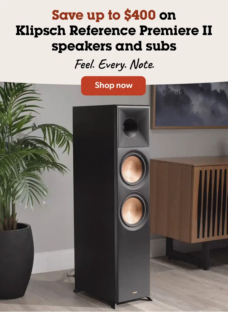 Save up to $400 on Klipsch Reference Premiere II speakers and subs.