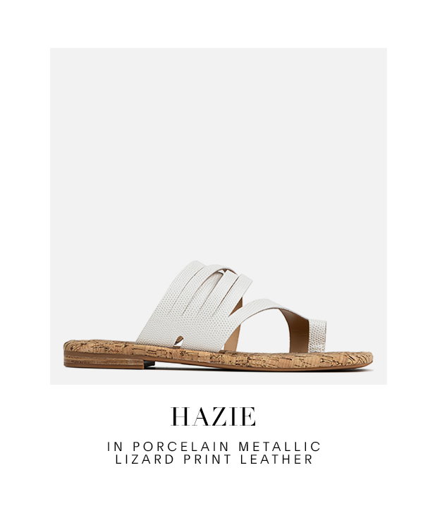 HAZIE IN PORELAIN METALLIC LIZARD PRINT LEATHER