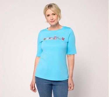 Quacker Factory Fun on the Cape Elbow Sleeve Top