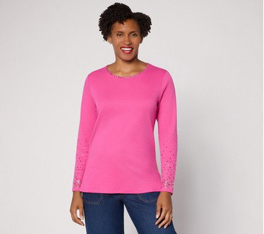 Quacker Factory Champagne Bubbles Sequin Sleeve Top