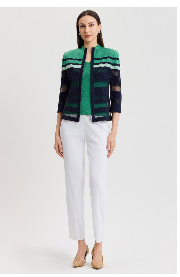 Heritage Zip-Front Sheer Knit Jacket