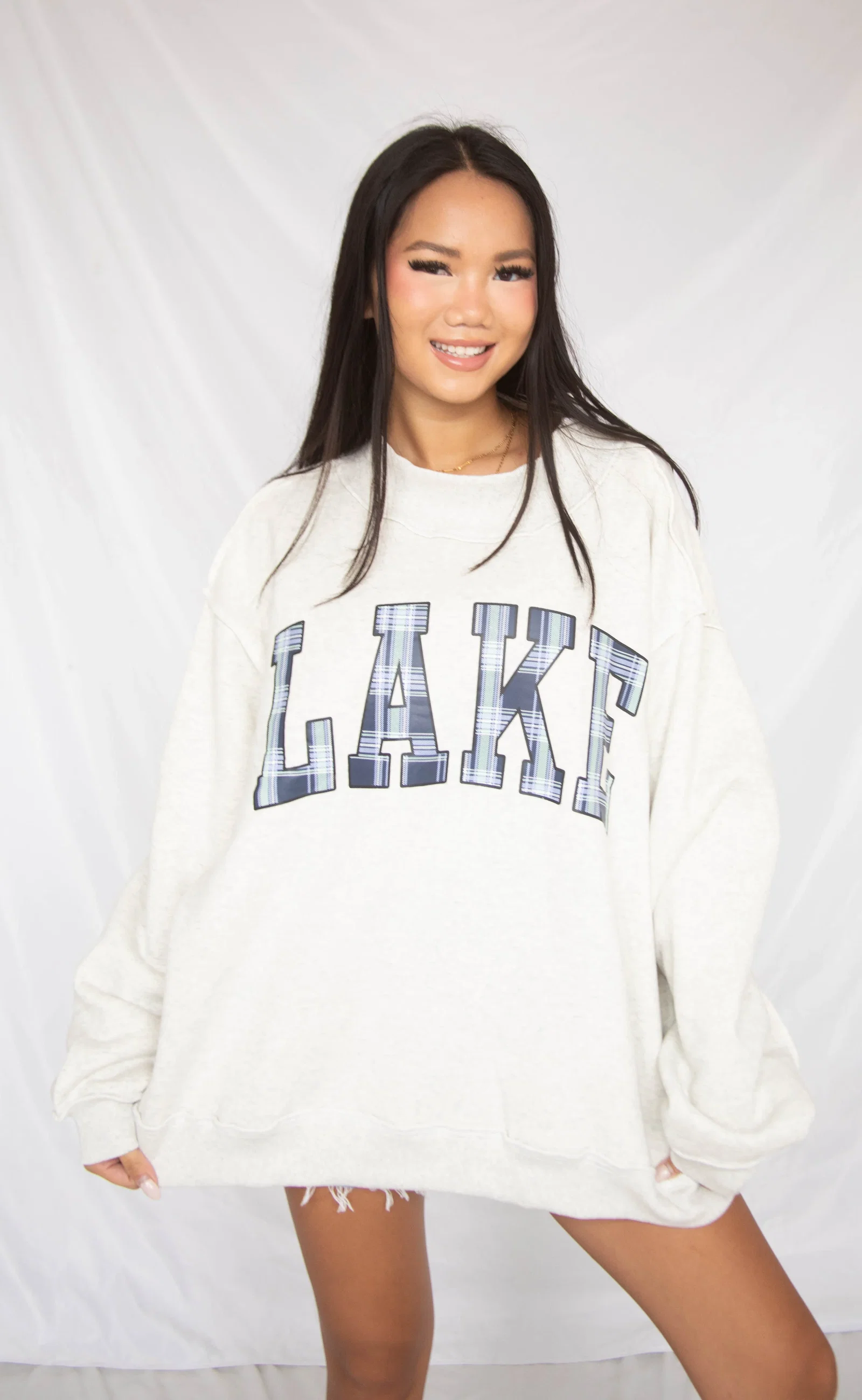 Image of lake / mountain reversible mock neck