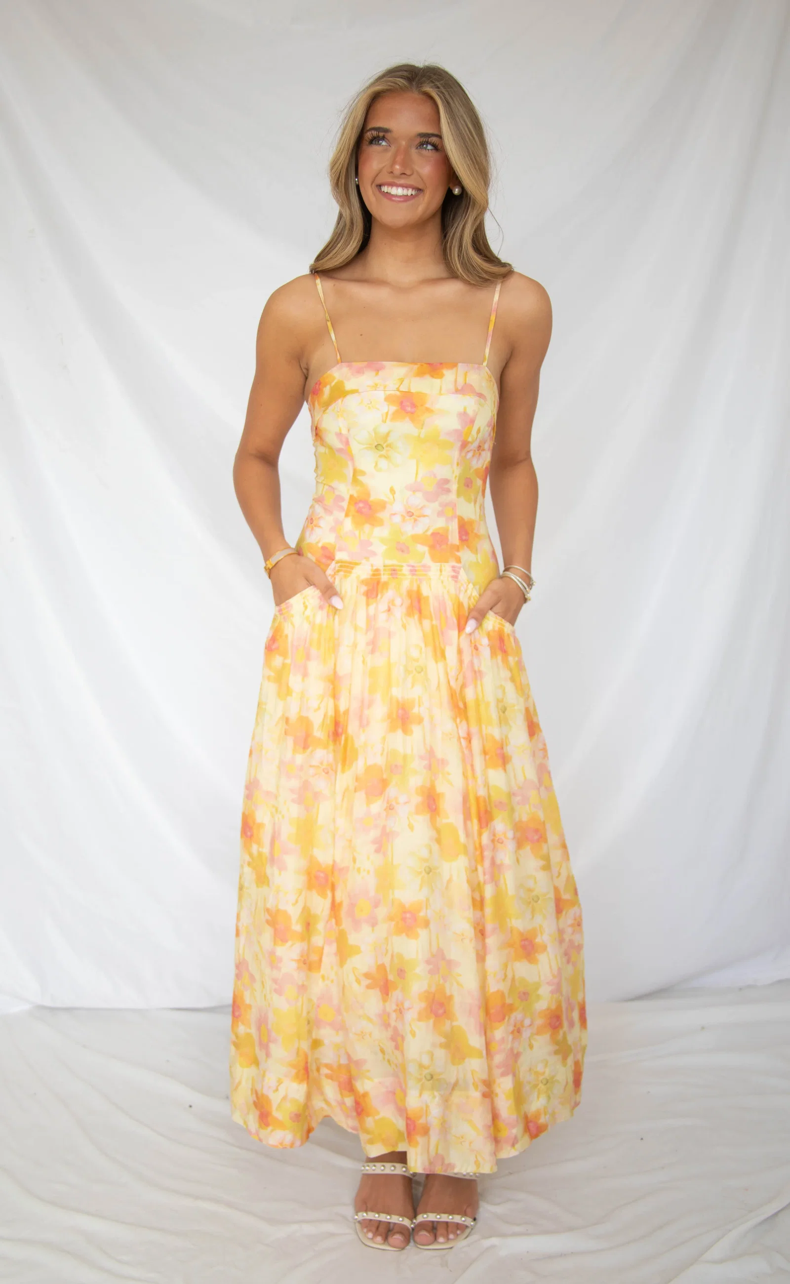 Image of astr: ovina dress - yellow floral