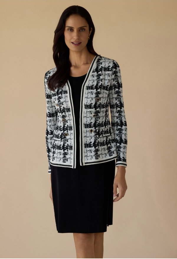 Tailored Faux Double Breasted Knit Jacket