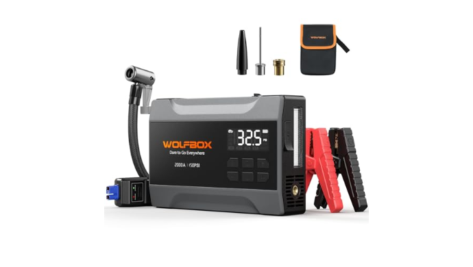 WOLFBOX MV10A 2000A Jump Starter with Air Compress...