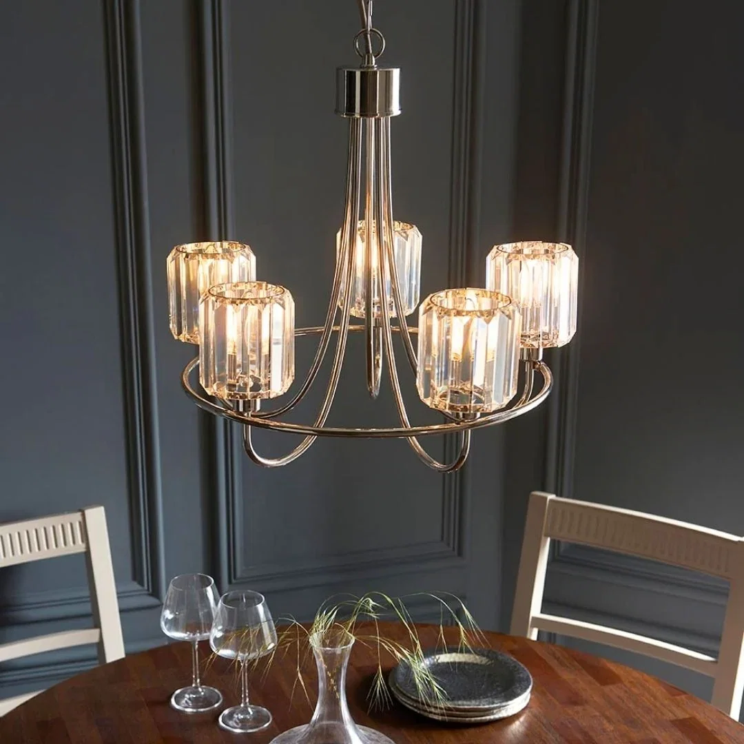 Image of Berenice 5 Light Silver Pendant Ceiling Light