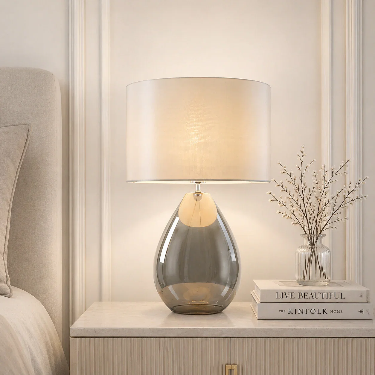 Image of Waltham Smoked Glass Table Lamp