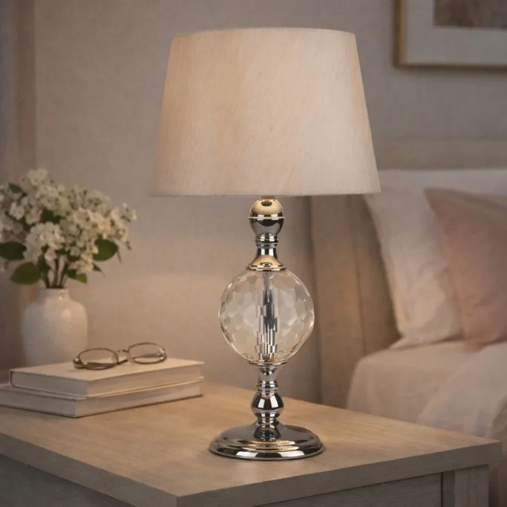 Image of Vanessa Polished Chrome & Glass Table Lamp
