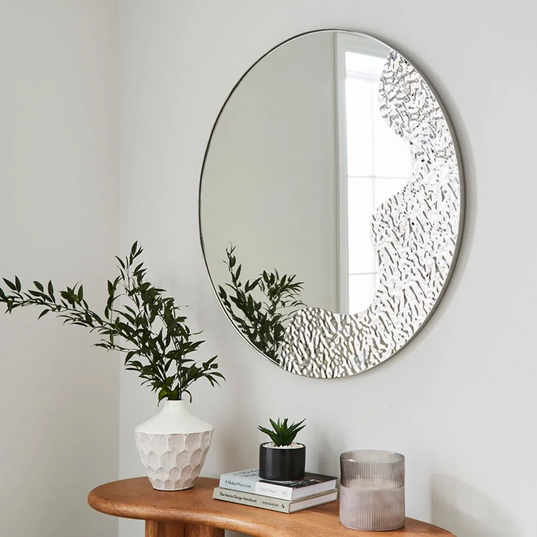 Image of Ripple Silver Round Mirror