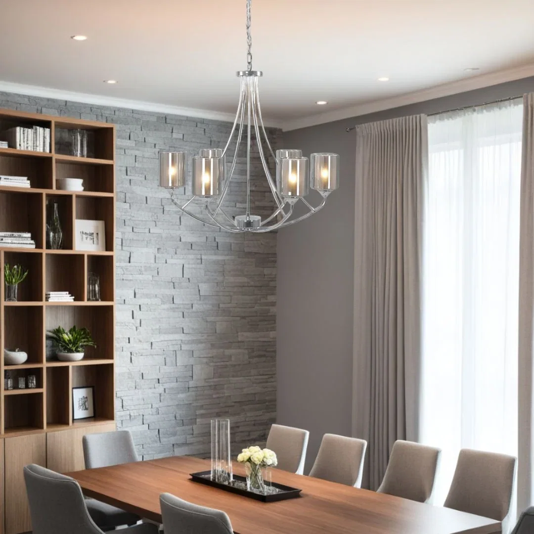 Image of Ashton 6-Light Polished Chrome Chandelier Ceiling Light