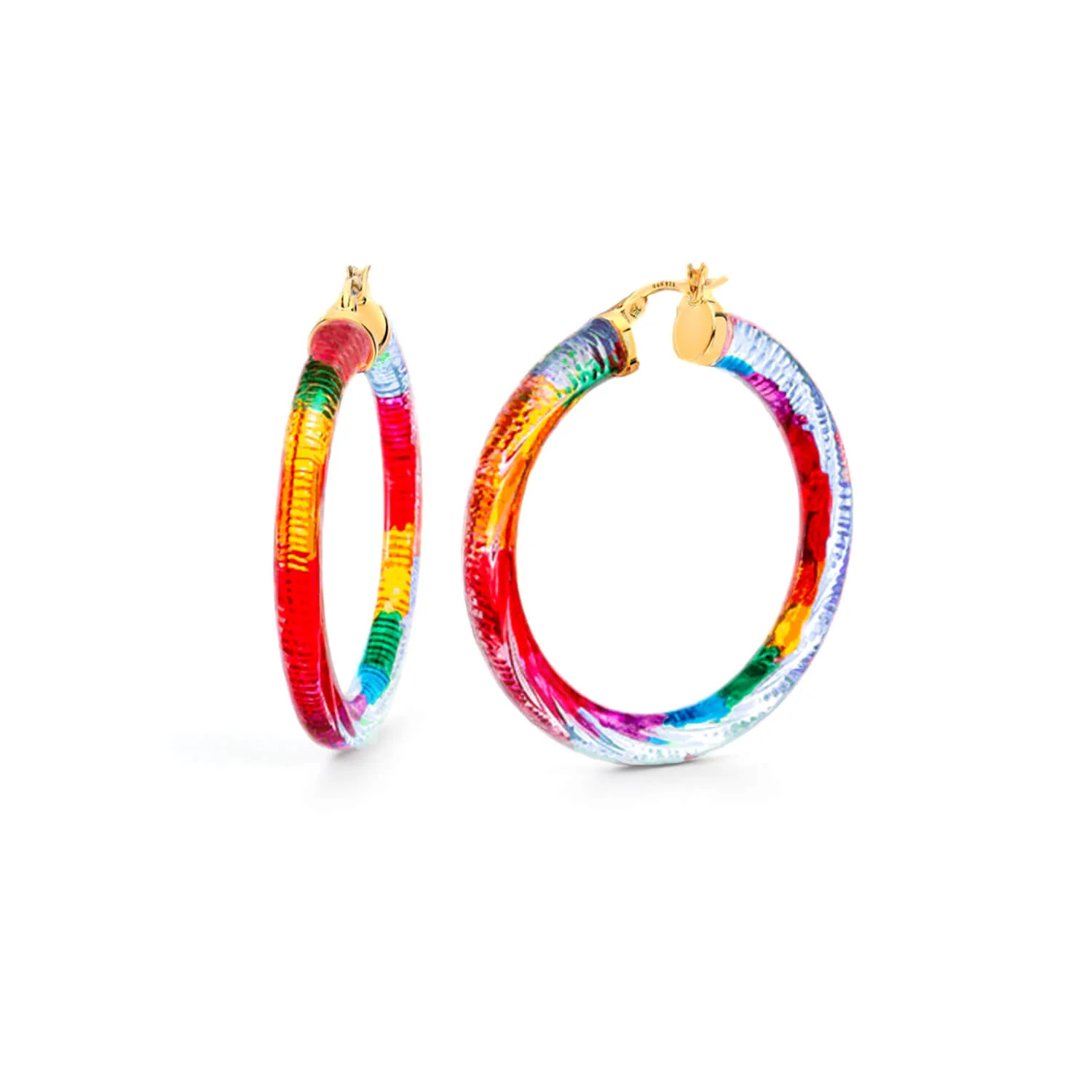 Image of Rainbow Painted INSTYLE Lucite Hoop Earrings
