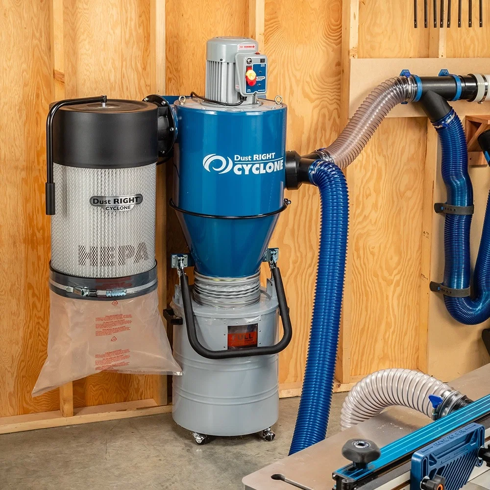 Dust Right Wall-Mount HEPA Cyclone Dust Collector, 1250 CFM (2 Boxes)