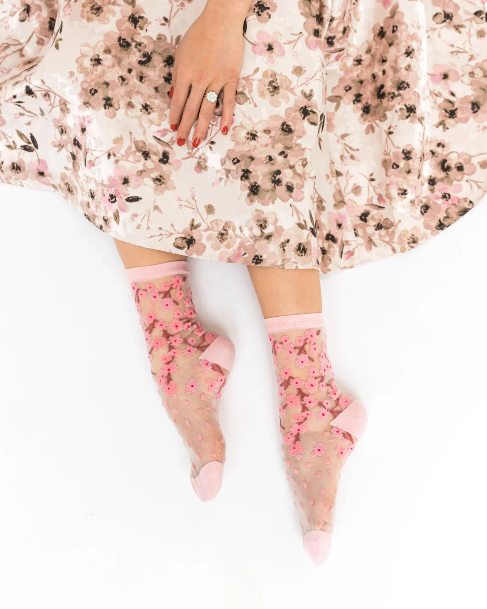 Image of Cherry Blossom Sheer Crew Sock