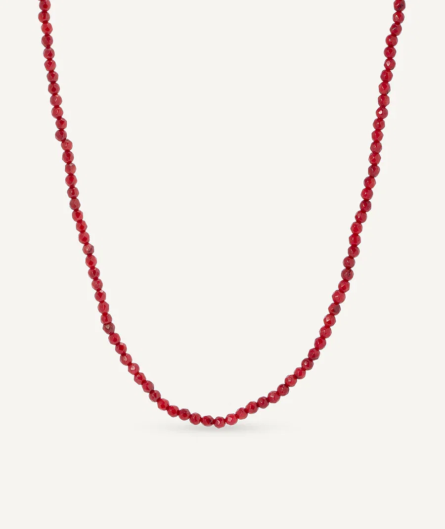 Image of Cadena bolas con coral sintético rojo