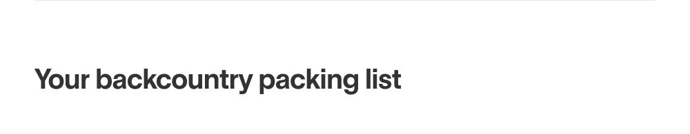 Your backcountry packing list