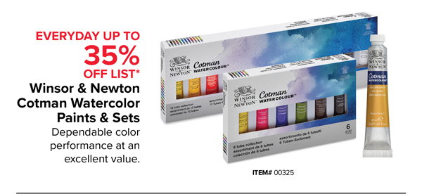 35% off Winsor & Newton Cotman Watercolor Paints & Sets - Dependable color performance at an excellent value.