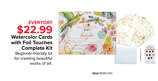 Watercolor Cards with Foil Touches Complete Kit, $22.99 - Biginner-friendly kit for creating beautiful works of art.