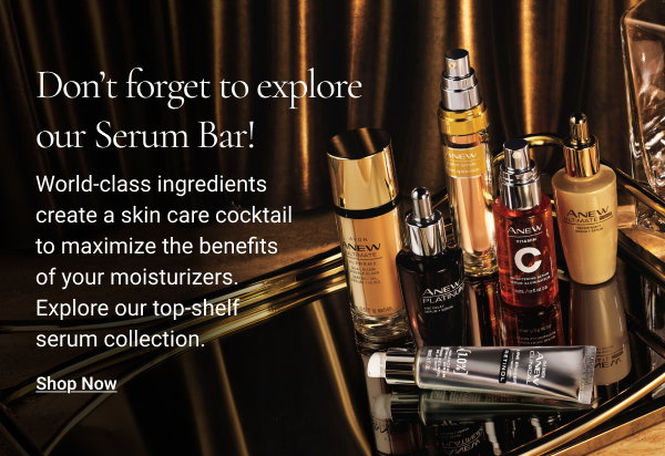 Don’t forget to explore our Serum Bar! World-class ingredients create a skin care cocktail to maximize the benefits of your moisturizers. Explore our top-shelf serum collection. Shop Now 
