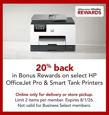 20% back in bonus rewards on select hp officejetpro and smart tank printers