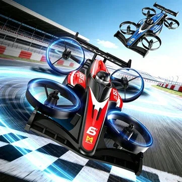 YLR/C YL61 2-IN-1 Land Air Flying Racing Drift Car Altitude Hold Mode Tumbling Stunts 2.4G Remote Control Toys Kids Gifts RC Drone Quadcopter RTF
