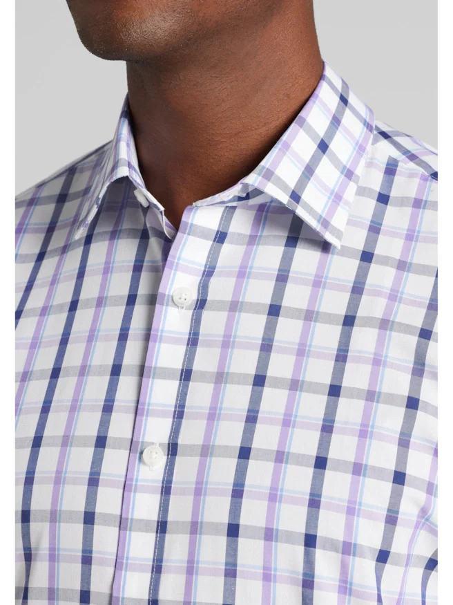 1905 Collection Tailored Fit Large Plaid Short Sleeve Button Up Shirt
