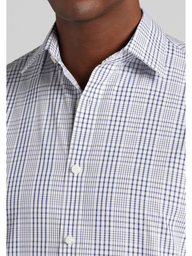 1905 Collection Tailored Fit Medium Plaid Short Sleeve Button Up Shirt