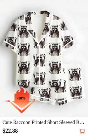 Cute Raccoon Printed Short Sleeved...
