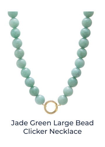 Jade Green Large Bead Clicker Necklace