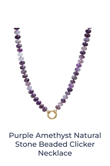 Purple Amethyst Natural Stone Beaded Clicker Necklace