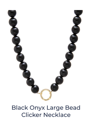 Black Onyx Large Bead Clicker Necklace
