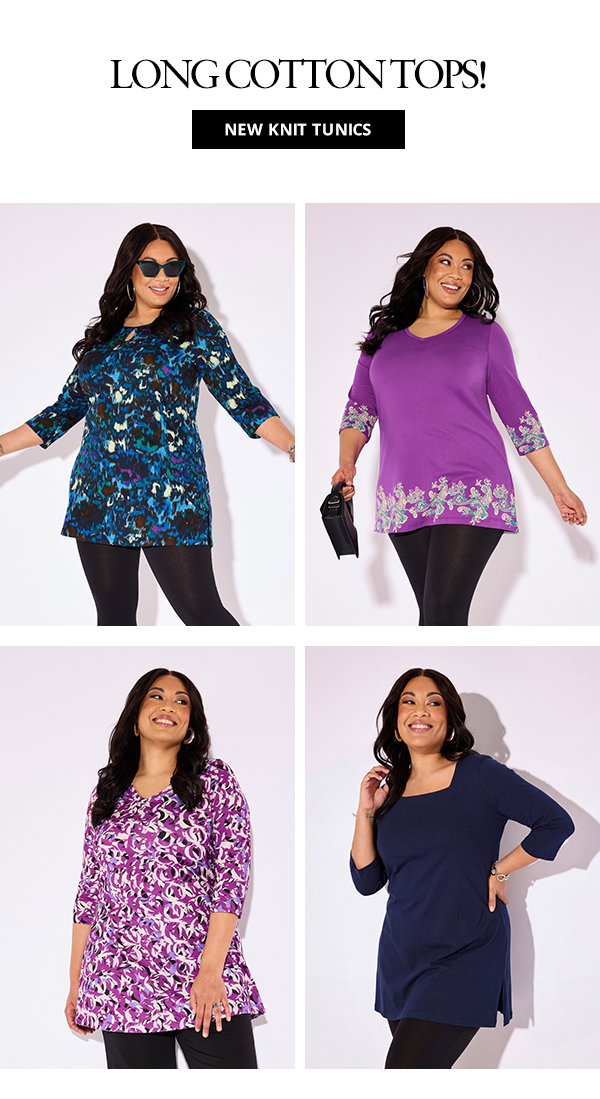 Long cotton tops. New knit tunics.